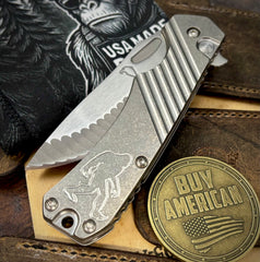 451 Button Lock Flipper Full Ti Sasquatched Magnacut