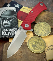 Project X Sheepsfoot Red G10 Stonewashed Ti with Stonewashed Magnacut Blade