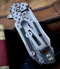 Battle Stars & Stripes Wharnie Hinderer Half Track Gen 2 Black G10 Stonewashed Ti with Stonewashed Magnacut Blade