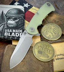 Project X Sheepsfoot Translucent Green G10 Stonewashed Ti with Stonewashed Magnacut Blade