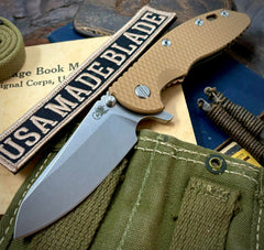 Hinderer XM-18 3.5 Sheepsfoot Bronze Ti Coyote G10 Stonewashed S45VN Blade