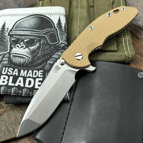 Hinderer XM-18 3.5 Spanto Stonewashed Ti  Coyote G10 Stonewashed 20CV Blade