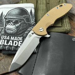 Hinderer XM-18 3.5 Spanto Stonewashed Ti  Coyote G10 Stonewashed 20CV Blade