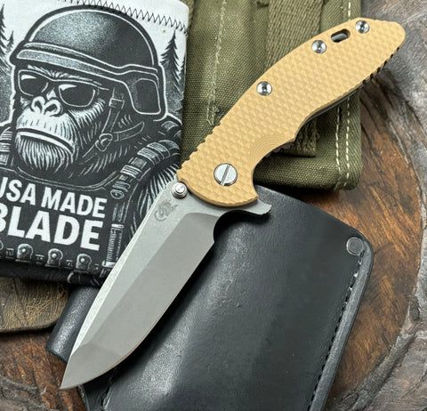 Hinderer XM-18 3.5 Spanto Working Finish Ti  Coyote G10 Working Finish 20CV Blade