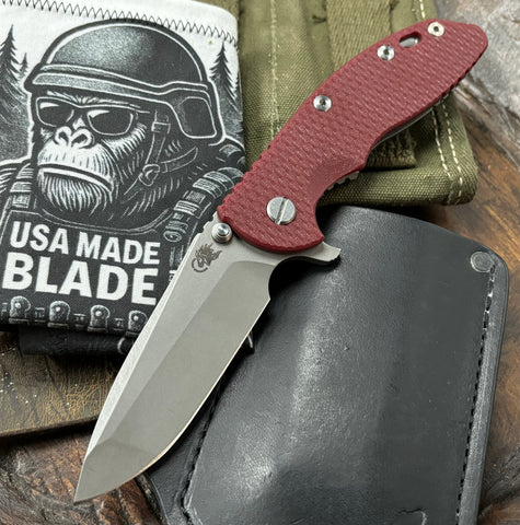 Hinderer XM-18 3.5 Spanto Working Finish Ti  Red G10 Working Finish 20CV Blade