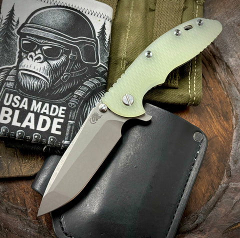 Hinderer XM-18 3.5 Spanto Working Finish Ti Translucent Green G10 Working Finish 20CV Blade