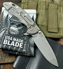 Hinderer XM-18 3.5 Spanto Working Finish Ti  OD Green G10 Working Finish 20CV Blade