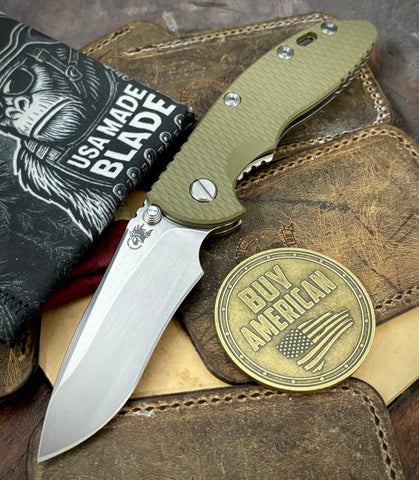 Hinderer XM-18 3.5" Recurve Non-flipper OD Green G10 Stonewashed Ti Stonewashed Magnacut Blade