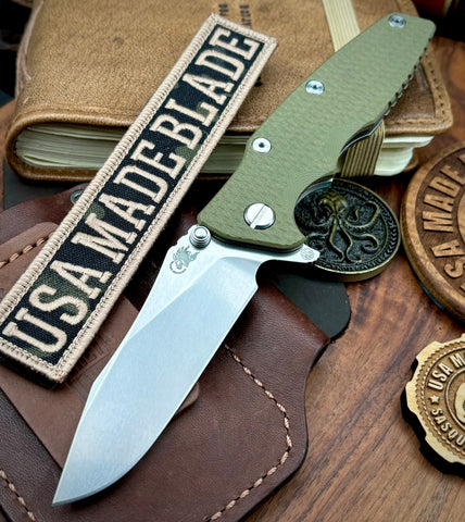 Hinderer Eklipse 3.5" Skinny Hollow Ground Slicer OD Green G10 Bronze Ti Stonewashed Magnacut Blade - USA MB