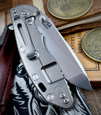 Hinderer XM-18 3.5 Spanto Stonewashed Ti Black G10 Stonewashed Magnacut Blade