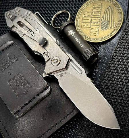 Hinderer Half Track Slicer Gen 2 Orange G10 Stonewashed Ti and Stonewashed Magnacut Blade