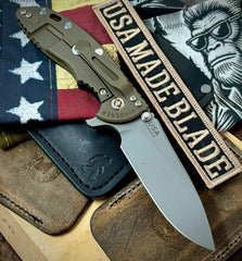 Hinderer XM-18 3.5" Hollow Ground Slicer Battle Bronze Ti Orange G10 20CV Working Finish Blade - USA MB