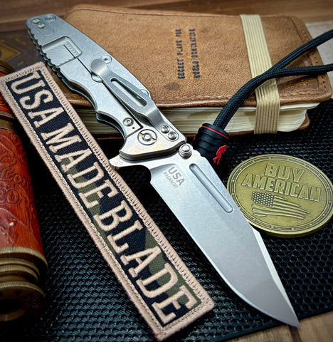 Hinderer Eklipse 3.5" Skinny Fullered Harpoon Spanto Black G10 Stonewashed Ti Stonewashed Magnacut Blade - USA MB