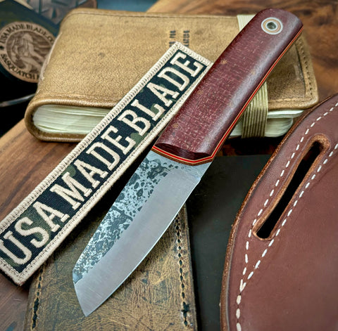 Fiddleback Forge Shaman Red Brick Burlap Micarta Tapered Tang A2