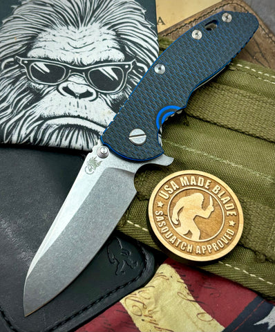 Hinderer XM-18 3.5 Sheepsfoot Stonewashed Blue/Black G10 S45VN Stonewashed Blade