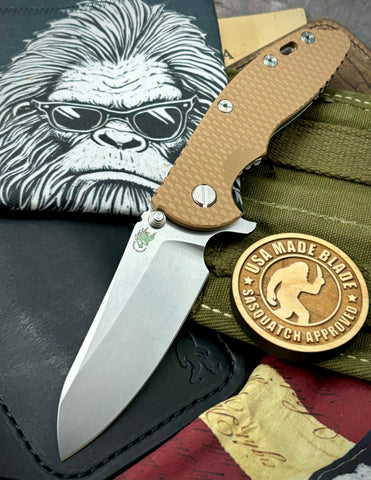 Hinderer XM-18 3.5 Sheepsfoot Stonewashed Coyote G10 S45VN Stonewashed Blade