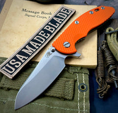 Hinderer XM-18 3.5 Sheepsfoot Bronze Ti Orange G10 Stonewashed S45VN