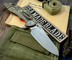 Hinderer XM-18 3.5 Sheepsfoot Bronze Ti Orange G10 Stonewashed S45VN