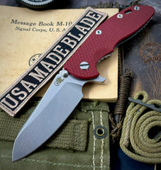 Hinderer XM-18 3.5 Sheepsfoot Stonewashed Ti Red G10 Stonewashed S45VN