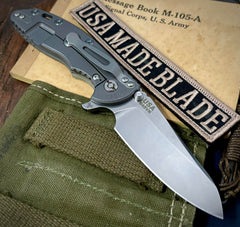 Hinderer XM-18 3.5 Sheepsfoot Working Finish Ti Translucent Green G10 Stonewashed S45VN Blade