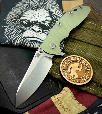 Hinderer XM-18 3.5 Sheepsfoot Stonewashed Translucent Green G10 S45VN Stonewashed Blade