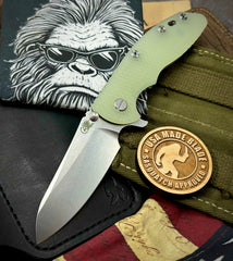 Hinderer XM-18 3.5 Sheepsfoot Stonewashed Translucent Green G10 S45VN Stonewashed Blade