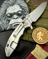 Hinderer XM-18 3.5 Sheepsfoot Stonewashed Coyote G10 S45VN Stonewashed Blade