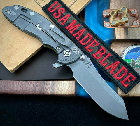 Hinderer XM-18 3.5 Skinner Working Finish Ti OD Green G10 Working Finish S45VN Blade