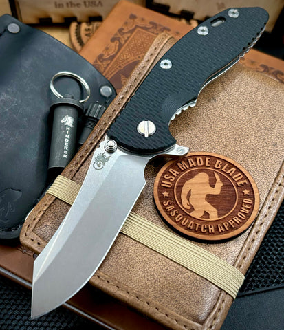 Hinderer XM-18 3.5" Skinny Skinner Stonewashed Ti Black G10 Magnacut Stonewashed Blade