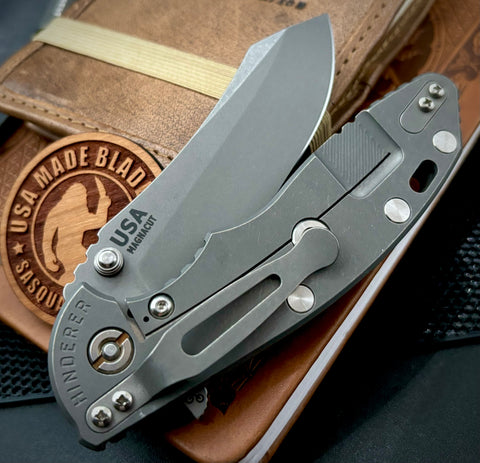 Hinderer XM-18 3.5" Skinny Skinner Working Finish Ti Coyote G10 Magnacut Working Finish Blade