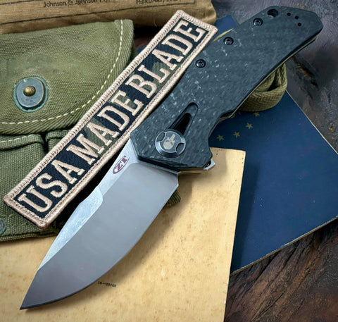 ZT0308CF Castle Edition Factory Special Series Satin Ground M390 Blade, Carbon Fiber Scale, Working Finish Ti In Stock