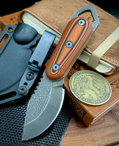 Shed Knives Skur with Atlantic Orange/Black G10 Handles and 154-CM Steel - USA MB