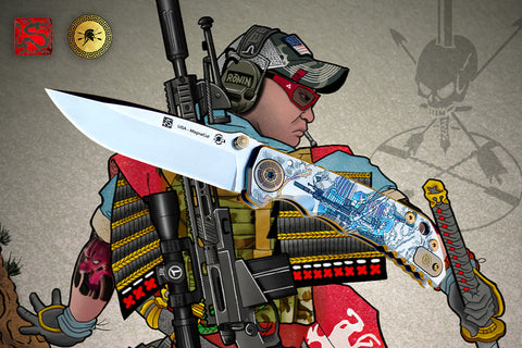 Spartan Blades Harsey Folder Ronin Tactics Long Gunner Edition MAGNACUT Stonewashed Blade