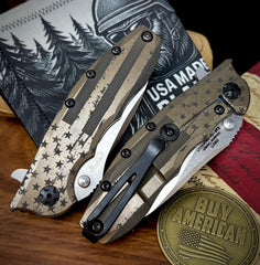 Zero Tolerance ZT0562TI Magnacut Blade Bronzed Engraved Battle Stars & Stripes