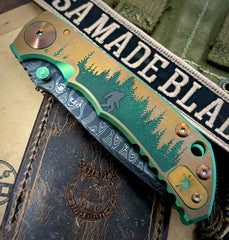 Spartan Blades Harsey Folder Sasquatch at Sunset Special Edition with Chad Nichols Dam Bronze Ti Hardware