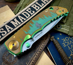 Spartan Blades Harsey Folder Sasquatch at Sunset Special Edition MAGNACUT Bronze Ti Hardware