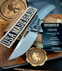 Archer from Tactile Knife Co. with Feathered Ti, American Camo Carbon inlay, Magnacut Blade and Black Ti Hardware