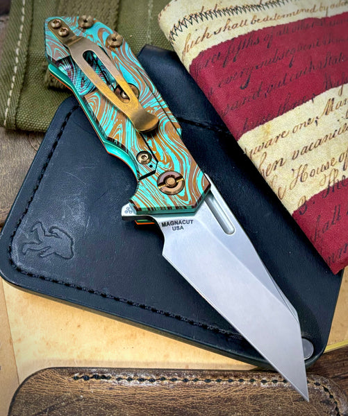 Toxic Anomascus Wharnie Hinderer Half Track Gen 2 Orange G10 Anodized Ti Magnacut Blade Bronzed Out HW