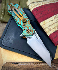 Toxic Anomascus Wharnie Hinderer Half Track Gen 2 Orange G10 Anodized Ti Magnacut Blade Bronzed Out HW