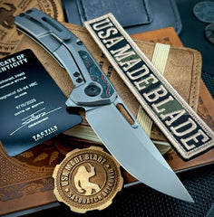 Archer from Tactile Knife Co. with Feathered Ti, American Camo Carbon inlay, Magnacut Blade and Black Ti Hardware