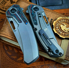 Archer from Tactile Knife Co. with Feathered Ti, American Camo Carbon inlay, Magnacut Blade and Black Ti Hardware