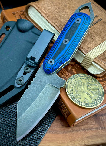 Shed Knives U.S. Tanto with Blue/Black G10 Handles and 154-CM Steel - USA MB