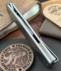 Rockwall Flipper with Stonewashed Magnacut Blade Countoured Ti Handles with Bronze Ti Hardware from Tactile Knife Co.