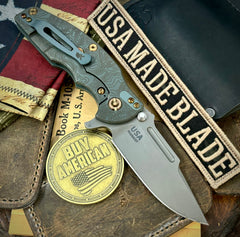 Topo Ammo Can Green Hinderer Jurassic Clip Point Translucent Green G10 Customized Working Finish Ti Magnacut Working Finish Blade Bronzed Out Hardware with Sasquatch Clip - USA MB