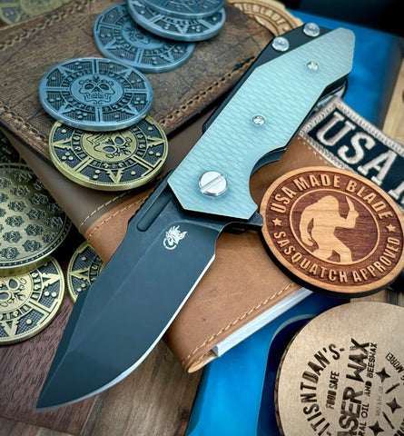 Battle Black Hinderer Half Track Harpoon Spanto Gen 2 Translucent Green G10 Battle Black Ti and Magnacut Blade