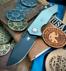 Battle Black Hinderer Half Track Harpoon Spanto Gen 2 Translucent Green G10 Battle Black Ti and Magnacut Blade