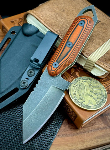 Shed Knives U.S. Tanto with Orange/Black G10 Handles and 154-CM Steel - USA MB