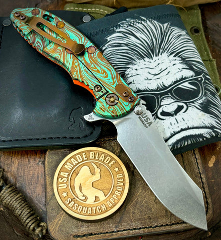 Toxic Anomascus Hinderer XM-18 3.5" Skinny Skinner Anodized Ti Orange G10 Magnacut Stonewashed Blade Bronzed Out HW