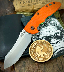 Toxic Anomascus Hinderer XM-18 3.5" Skinny Skinner Anodized Ti Orange G10 Magnacut Stonewashed Blade Bronzed Out HW