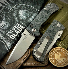 Topo Defiant-7 Talos Button Lock  with Magnacut Blade and customized Black Hardcoat Anodized Aluminum Handles